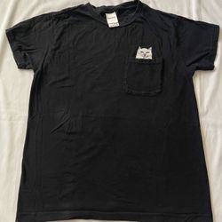 Ripndip Cat in the Pocket Tee T-shirt Short Sleeve Top Crew Neck Black Medium M