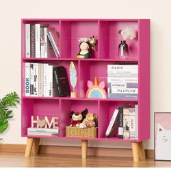 New in box LEYAOYAO Bookshelf,3 Tier Book Shelf with Legs,Pink Modern Bookshelf,Large Freestanding Open Modern Bookshelves,Display Bookcases Decor Fur