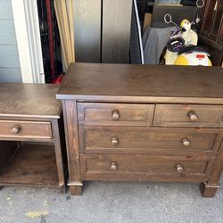 Wood Dresser and Bedside Table
