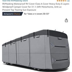 RVMasking Waterproof RV Cover Class A Cover Heavy Duty 6 Layers Windproof Camper Cover for 31.1-34ft Motorhome, Anti-uv Prevent Top Tearing Sun Exposu