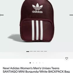 Mini Adidas Backpack 🎒 Original Color Burgundy &white 
