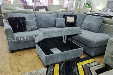 Sectional Sofa Corduroy Fabric 106x76x35