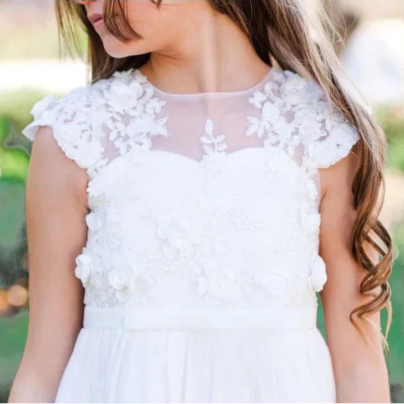 White Lace Short Sleeve Dress #013D