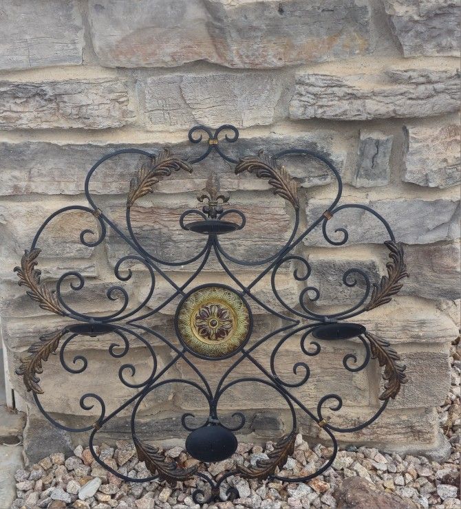 Wrought Iron Wall Art Candle Holder