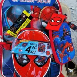 4 piece Spiderman backpack, lunch box new with tags