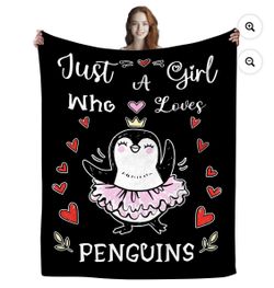 Penguin Blanket Super Soft Flannel Cute Animal Throw Blankets Boys Girls Comfortable Penguins Room Decor Bedding for Kids Adults Gifts 50"x40"