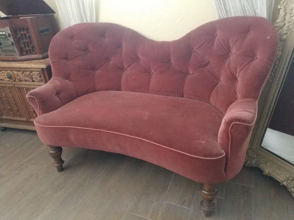 Antique 1920s Humpback Couch Sofa Love Seat