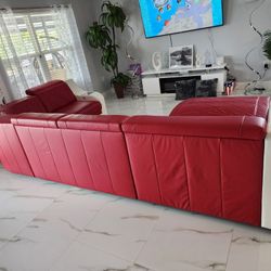 Red And White Leather Livin