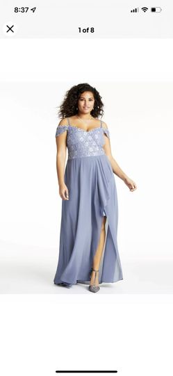 Women’s Formal Dress Plus Sz 22W Off Shoulder CITY STUDIO Blue Lace Sequins #G24