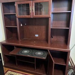 Large Computer Armoir Desk With Bookshelves