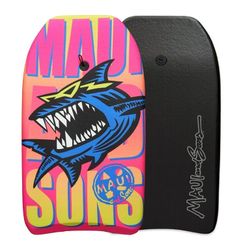Maui and Sons 33 inch Lightweight Bodyboard with Leash - Shark Sunglasses in Pink and Blue