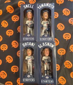 COMPLETE SEALED SET — Snell Glasnow Ohtani Yamamoto 2026 Dodgers Starter Series Bobbleheads