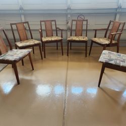 6 Chairs Mid Century 2 Have Arm Rests Teakwood