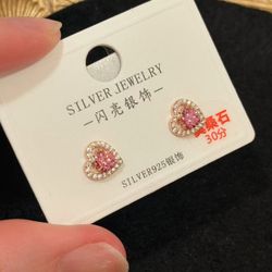 Heart Pink Moissanite Valentines Day Wedding Gift Solid Silver 