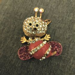 Red Christmas Bumblebee With Bling Pendant