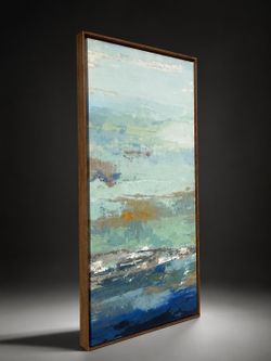 Large Abstract Oil Painting in Wood Frame