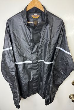 Harley-Davidson Black Reflective Rain Jacket Motorcycle Riding Gear Medium