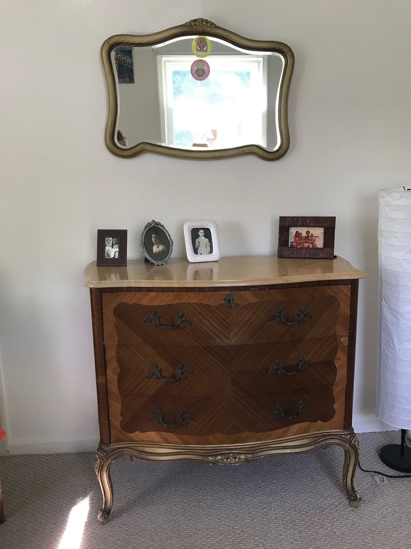 Antique marble top dresser with mirror