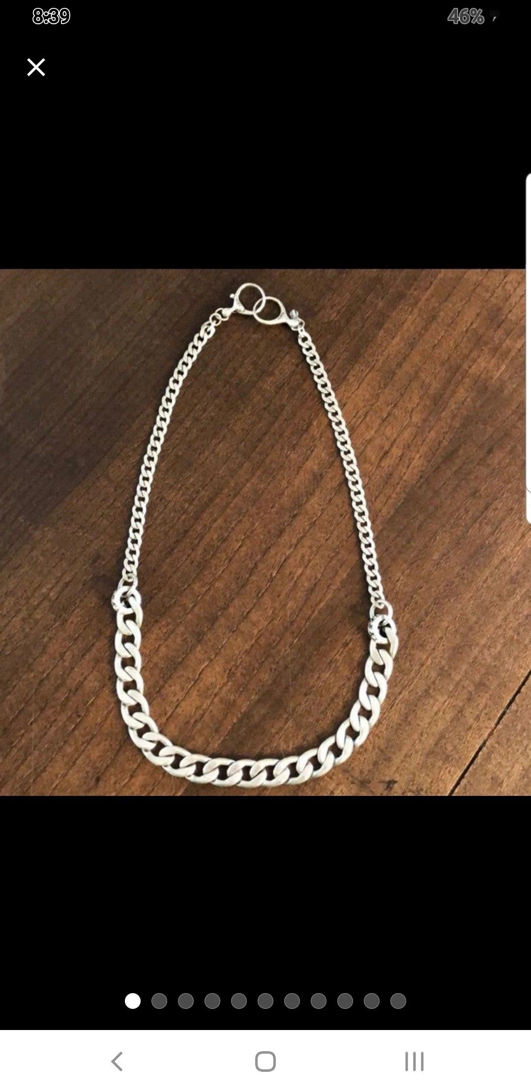 WOMANS FOSSIL SILVER CHAIN LINK NECKLACE.