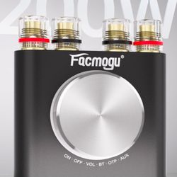Facmogu M6 200W Mini Bluetooth 5.0 Audio Power Amplifier, 100Wx2 Dual Channel HiFi Stereo Mini Speaker AMP w/Optical/AUX/BT Input, Home Audio Wireless