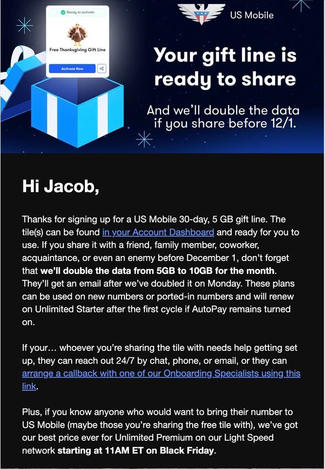 Free US Mobile 5GB Service (10GB if Redeemed by 12/1)