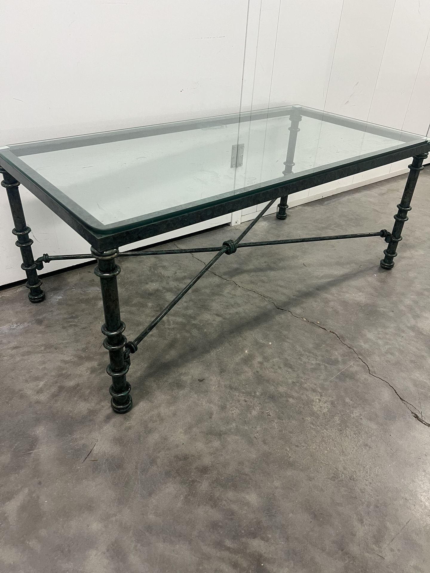 Brutalist, Metal Teal Colored Table