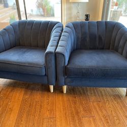 Blue Velvet Lounge Chair