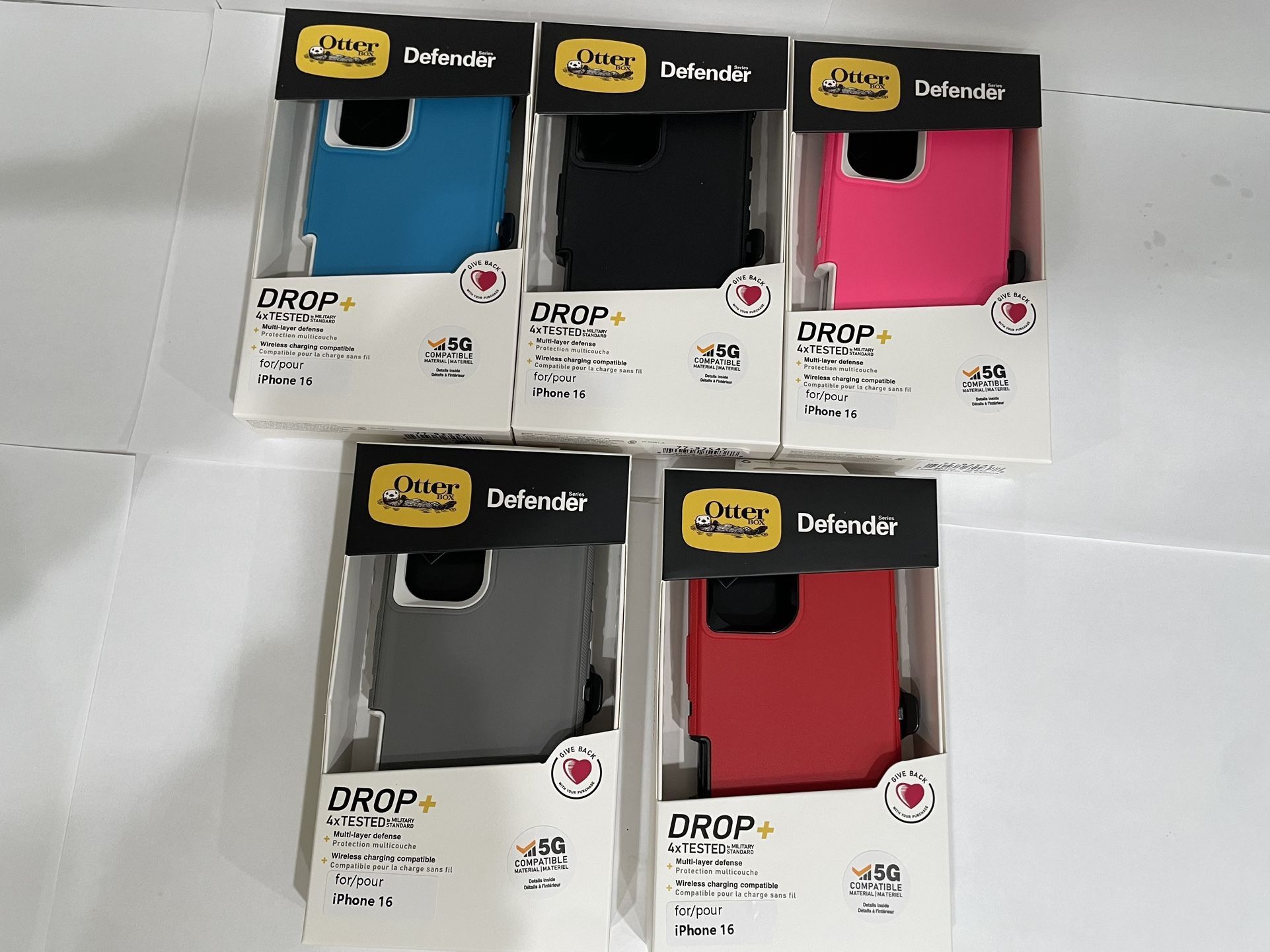 Brand New Otterbox Defender Phone Case for iPhone 16 Pro Max ,16Pro,16Plus,iPhone 16Black,grey,blue,pink,red Colors