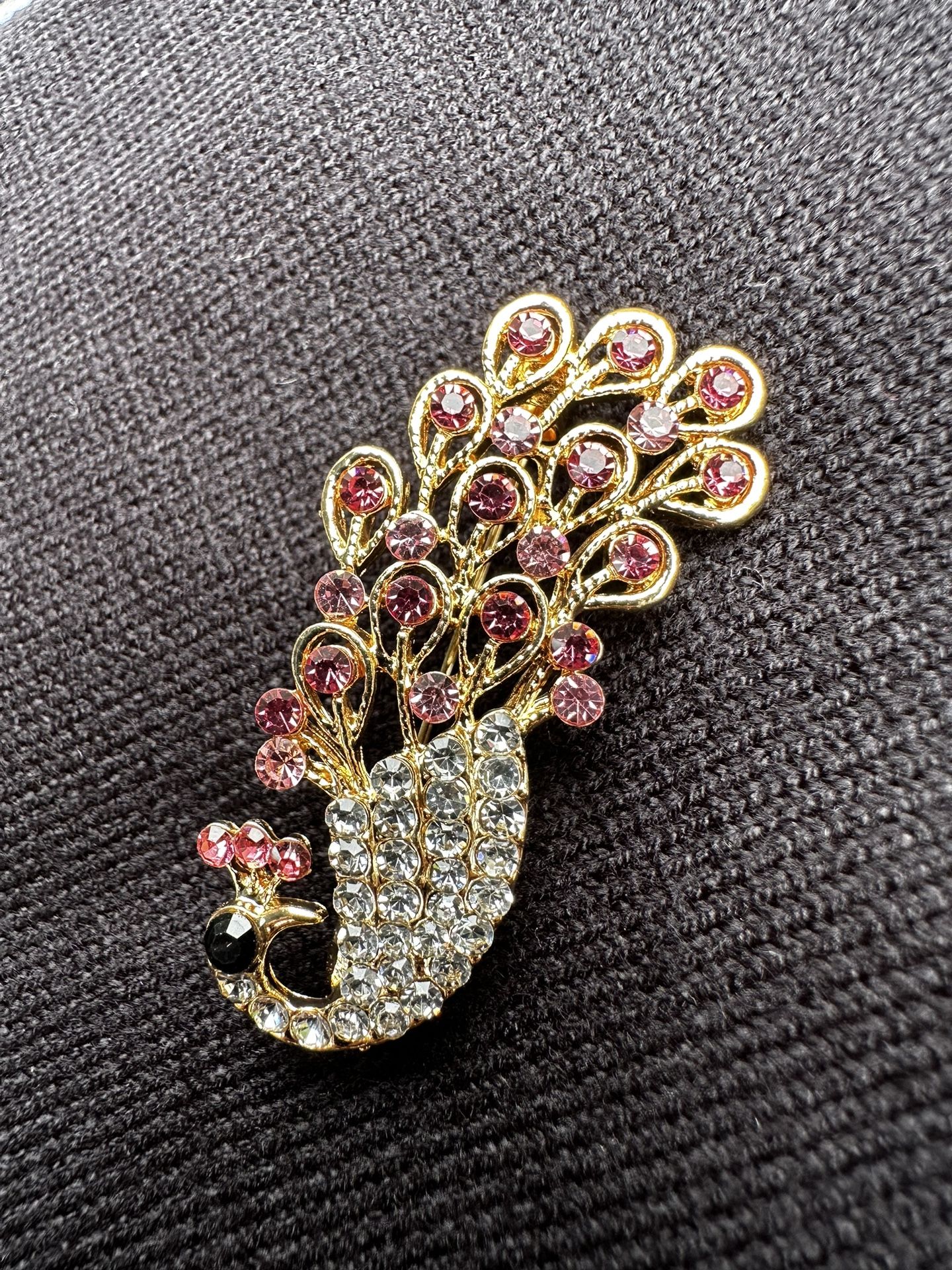 Pink Peacock Brooch 