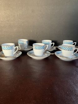 Porcelain Expresso Cups and Saucers & Spoons