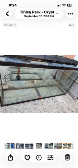 65 gallon tank with items
