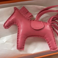 Brand New Authentic Hermès Lambskin Rodeo Bag Charm Rose Azalee PM Kelly Birkin