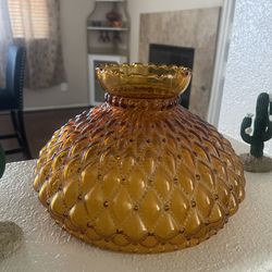 Vintage Amber Glass Quilted Lampshade