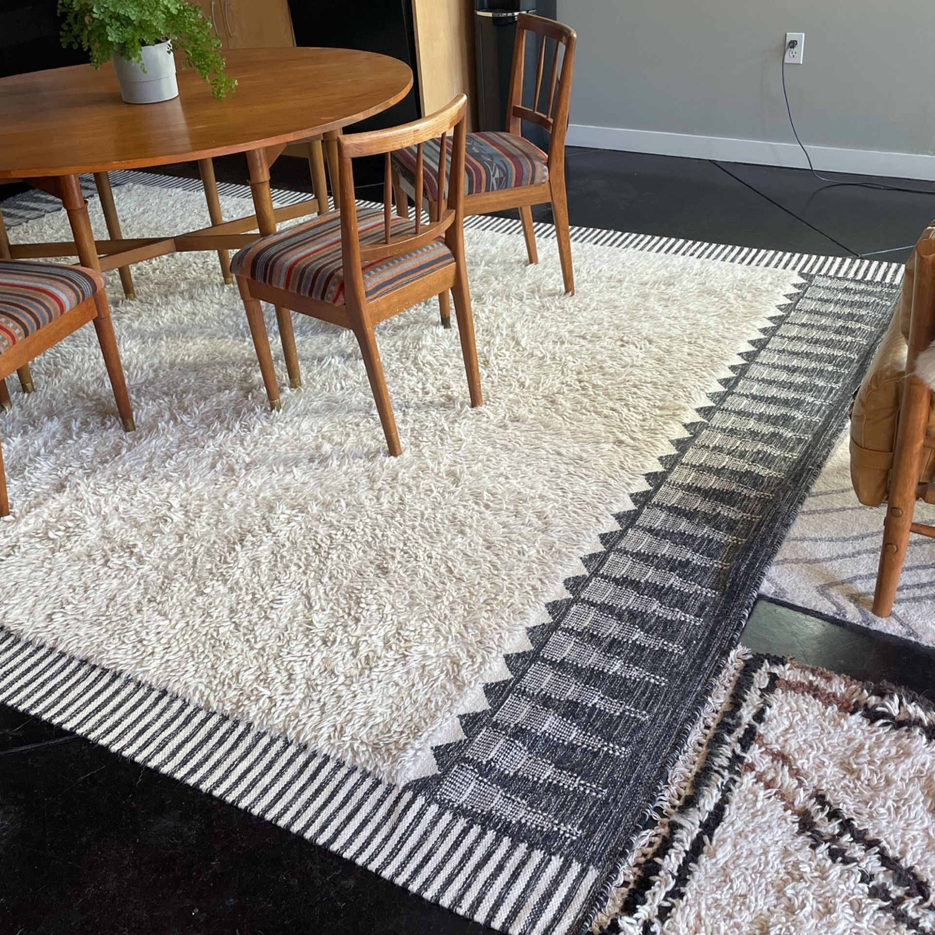 West Elm Ikat border Shag Rug 9x12