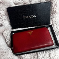Prada Red Zippy Wallet 