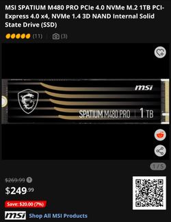 MSI Spatium M480 pro 1tb