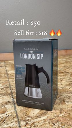  The London Sip Stovetop Espresso Maker – Stainless Steel, 10 Cup ☕