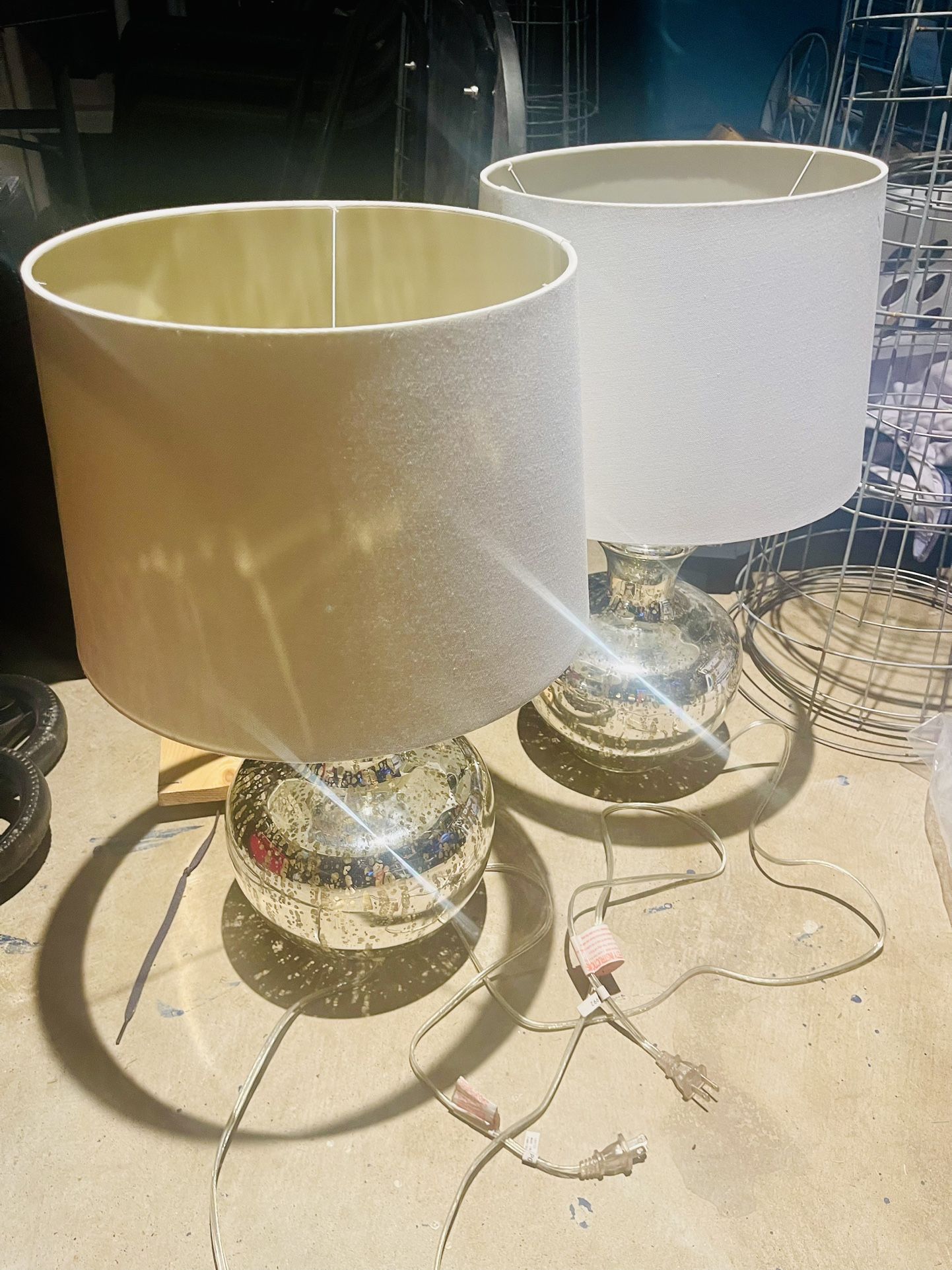 Mercury Glass Table Lamp With Shade
