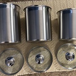 Stainless Steel Canister Set (3) with Glass Lids