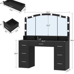Black Vanity, IKEA Shelf And Vanity Stool With Storage 