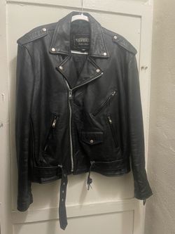 Vintage Black Leather Moto/Biker Jacket