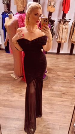 Long black mesh dress