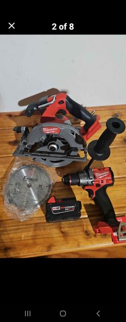 Milwaukee M18 'Fuel' 6 1/2" circular saw, 1/2" hammer drill, battery