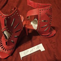 Aldo Red Leather Heels Size 8