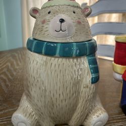 Santa Bear cookie jar