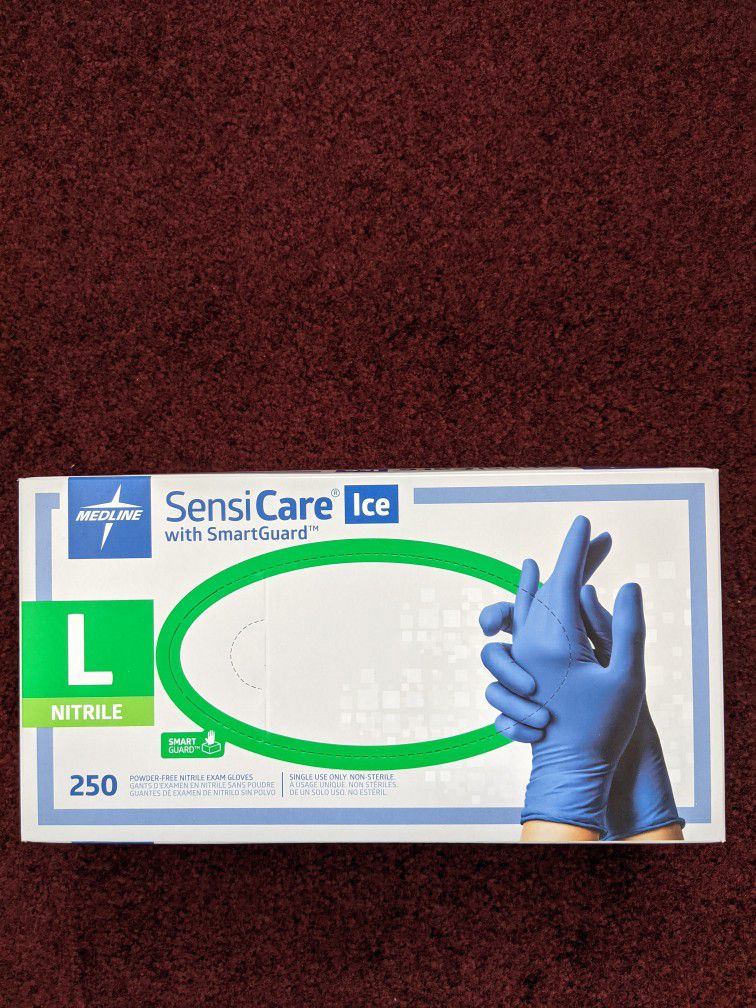 Medline SensiCare Ice with SmartGuard Nitrile Gloves (Brand New)
