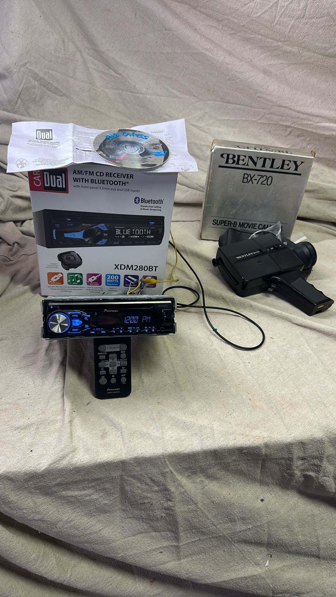 Working Cd Player With Remote And Old Movie Camera