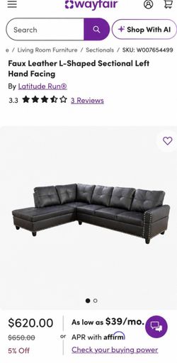 Dark Brown Faux Leather Sofa with Silver Studs