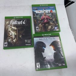 Xbox One Video Game Lot 3 Game Bundle Fallout 4, Farcry 4, Halo 5