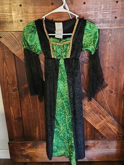Pre=Owned Rubies Green Spider Web Witch Halloween Costume Size Small - No Hat - VGC